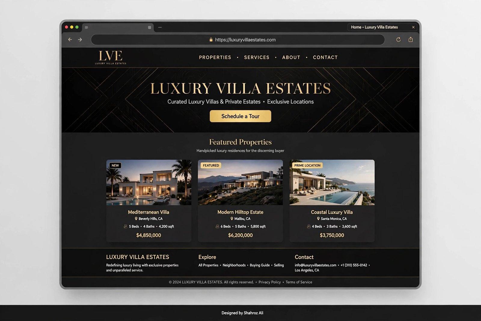 Luxury Real Estate Website — Homepage Design Concept
