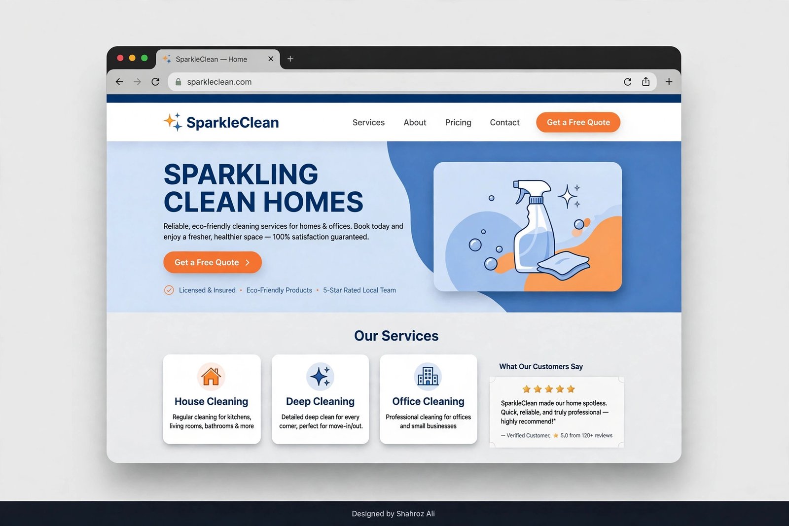 Home Cleaning Service Website — Design Concept