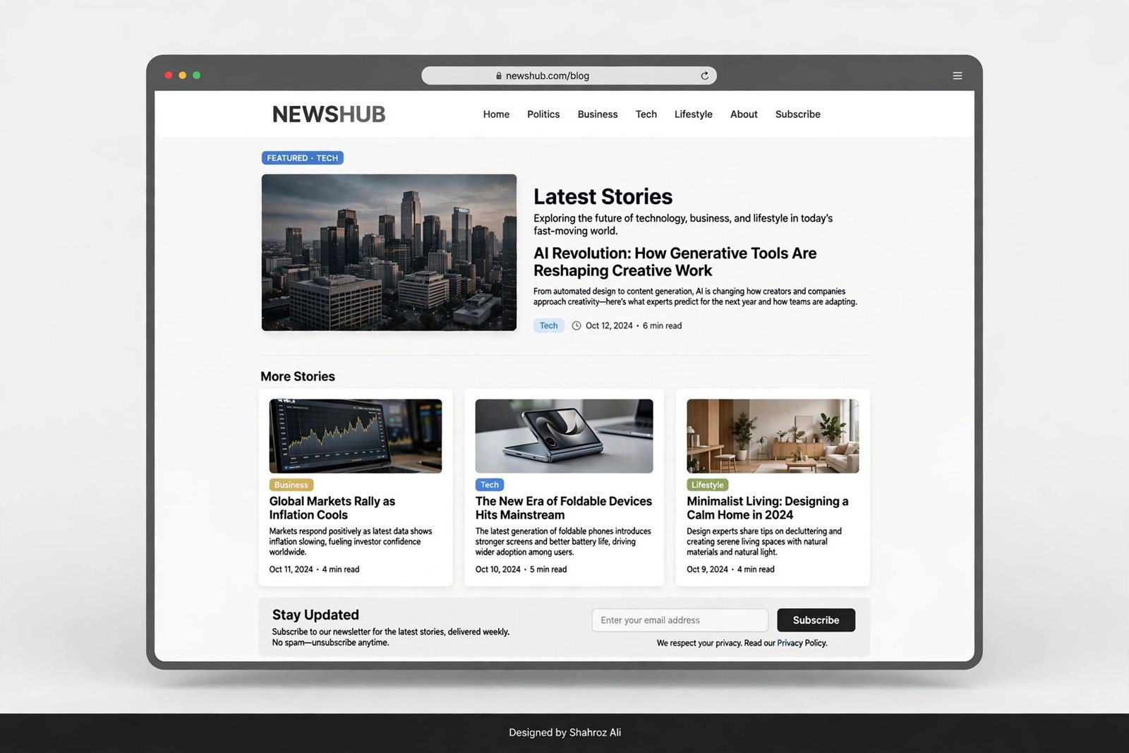 Blog and News Magazine Website — Design Concept